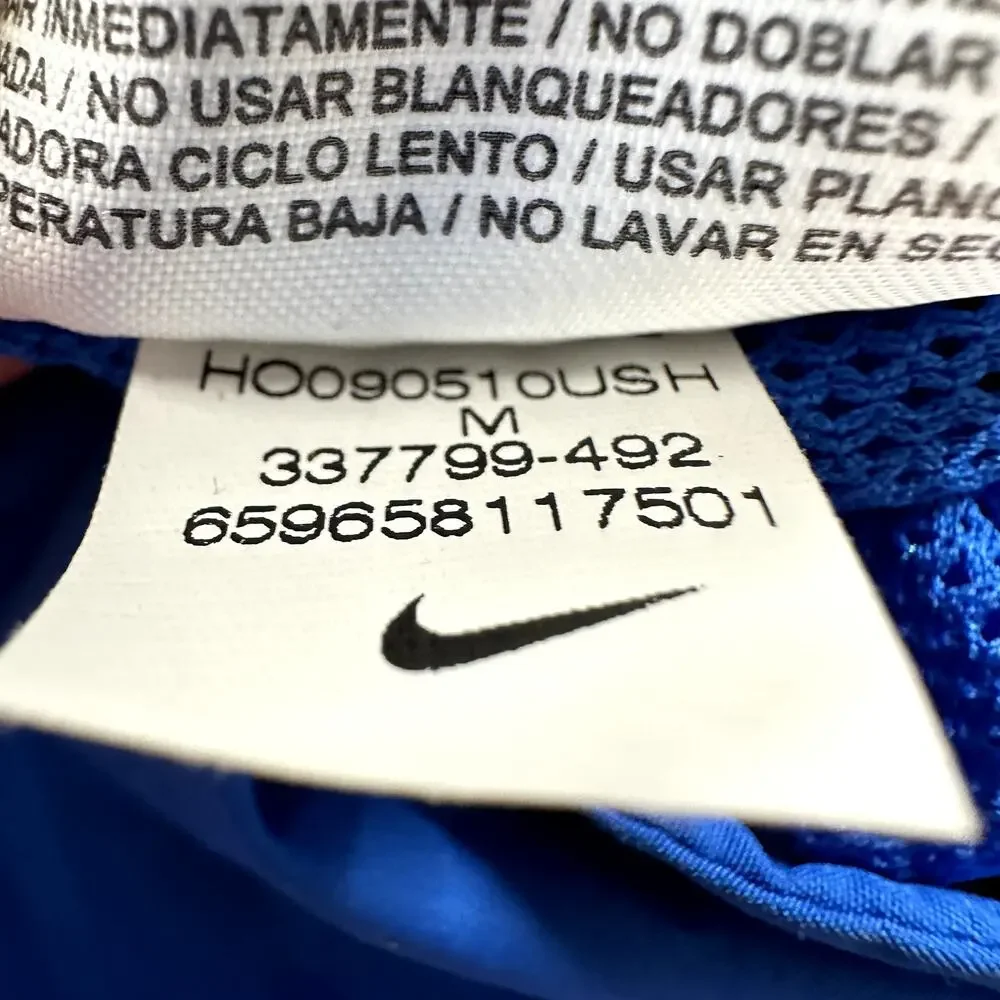 Nike Reversible Windbreaker Jacket Full Zip Logo Hidden Hood Royal Blue M